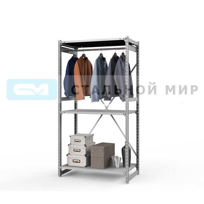 Стеллаж СУ для одежды комплект, 150 кг/полку купить по цене 9 650 руб. в компании «Стальной мир»